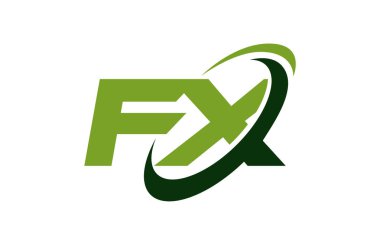 FX Logo Swoosh elips yeşil mektup vektör kavramı