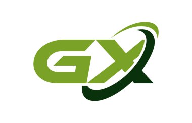 GX Logo Swoosh elips yeşil mektup vektör kavramı