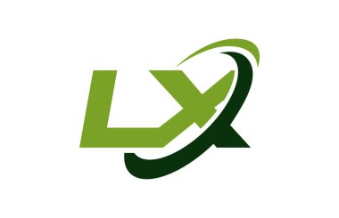 LX Logo Swoosh elips yeşil mektup vektör kavramı