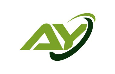 Ay Logo Swoosh elips yeşil mektup vektör kavramı