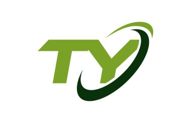 Ty Logo Swoosh elips yeşil mektup vektör kavramı