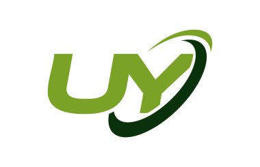 Uy Logo Swoosh elips yeşil mektup vektör kavramı