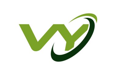 Vy Logo Swoosh elips yeşil mektup vektör kavramı