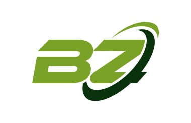 BZ Logo Swoosh elips yeşil mektup vektör kavramı