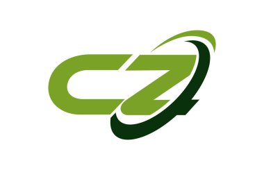 CZ Logo Swoosh elips yeşil mektup vektör kavramı