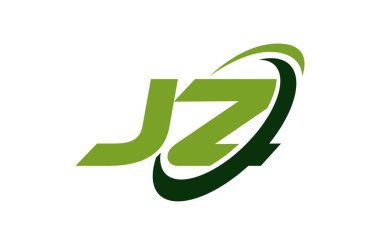 JZ Logo Swoosh elips yeşil mektup vektör kavramı