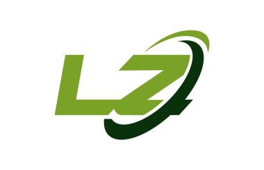 LZ Logo Swoosh elips yeşil mektup vektör kavramı