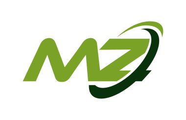 MZ Logo Swoosh elips yeşil mektup vektör kavramı