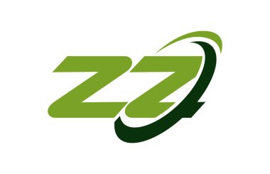 Zz Logo Swoosh elips yeşil mektup vektör kavramı