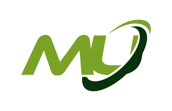 Logo Swoosh Ellipse Konsep Vektor Huruf Hijau - Stok Vektor