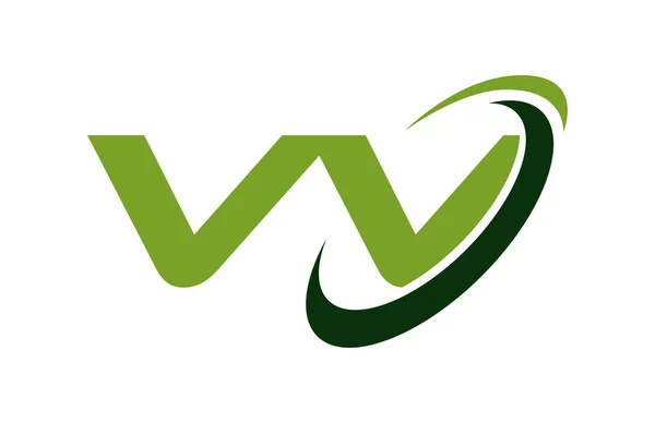 Logo Swoosh Ellipse Verde Letra Vector Concepto — Vector de stock