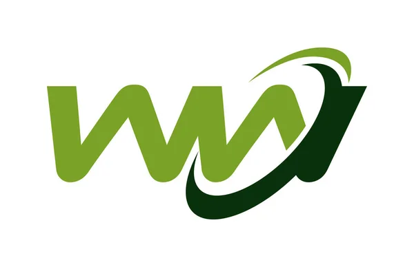 Logo Swoosh Ellipse Grüner Buchstabe Vektorkonzept — Stockvektor