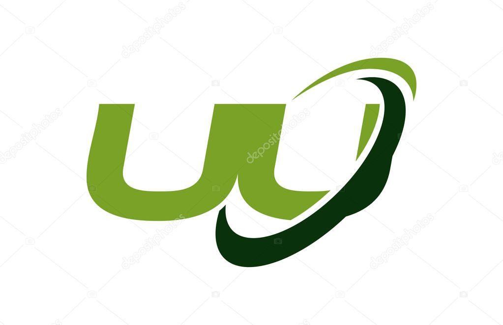 UU Logo Swoosh Ellipse Green Letter Vector Concept