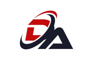 Da Logo Swoosh küresel kırmızı mektup vektör kavramı