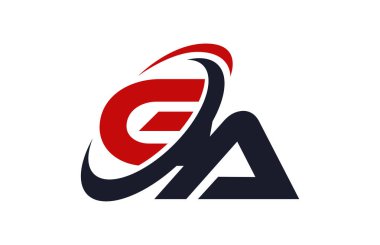 GA Logo Swoosh küresel kırmızı mektup vektör kavramı