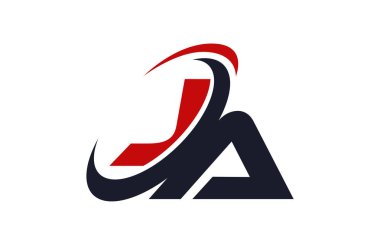 Ja Logo Swoosh küresel kırmızı mektup vektör kavramı