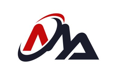 Ma Logo Swoosh küresel kırmızı mektup vektör kavramı