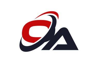 OA Logo Swoosh küresel kırmızı mektup vektör kavramı