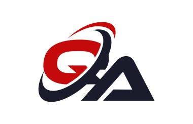 Qa Logo Swoosh küresel kırmızı mektup vektör kavramı
