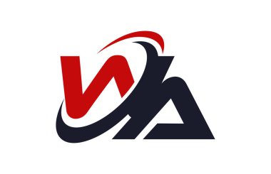 WA Logo Swoosh küresel kırmızı mektup vektör kavramı