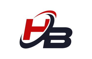 HB Logo Swoosh küresel kırmızı mektup vektör kavramı
