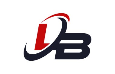 Lb Logo Swoosh küresel kırmızı mektup vektör kavramı