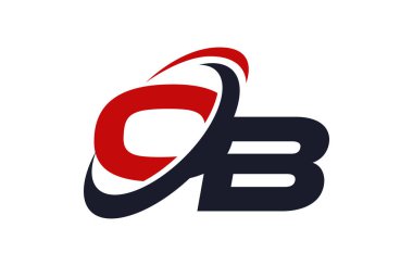 OB Logo Swoosh küresel kırmızı mektup vektör kavramı
