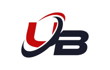 UB Logo Swoosh küresel kırmızı mektup vektör kavramı