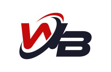 WB Logo Swoosh küresel kırmızı mektup vektör kavramı