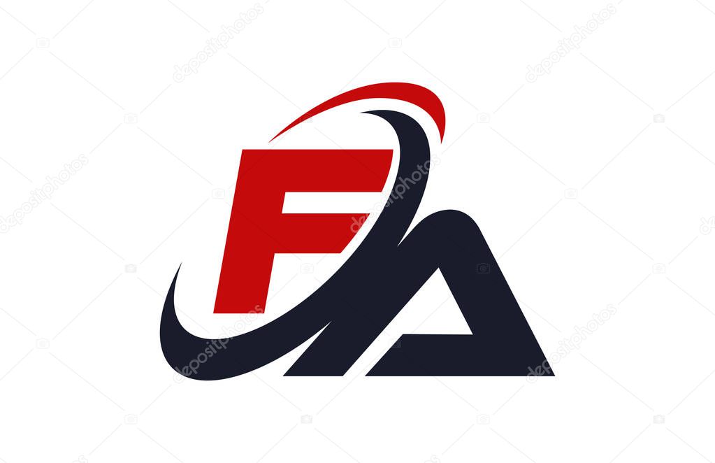 FA Logo Swoosh Global Red Letter Vector Concept