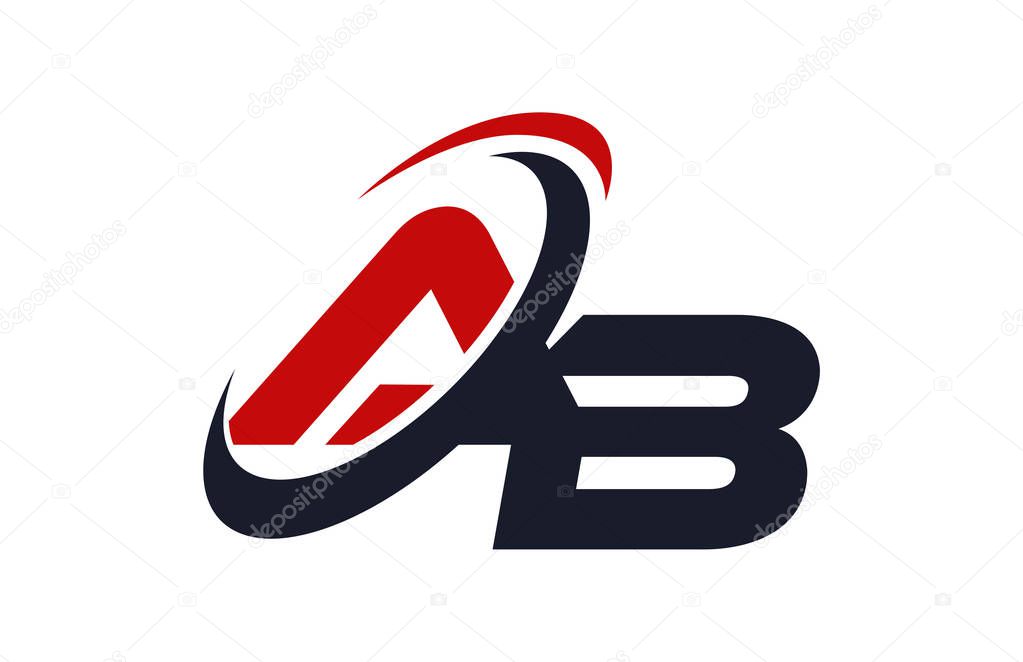 AB Logo Swoosh Global Red Letter Vector Concept