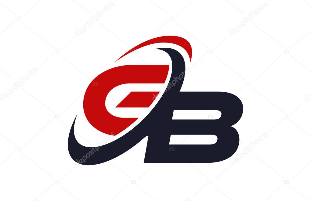 GB Logo Swoosh Global Red Letter Vector Concept