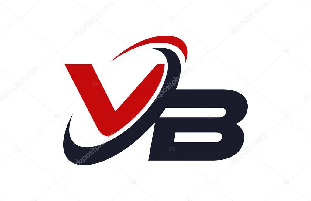 VB Logo Swoosh Global Red Letter Vector Concept