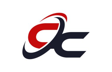 CC Logo Swoosh küresel kırmızı mektup vektör kavramı