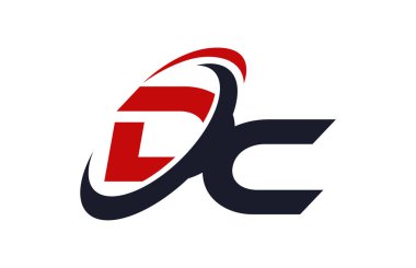 DC Logo Swoosh küresel kırmızı mektup vektör kavramı