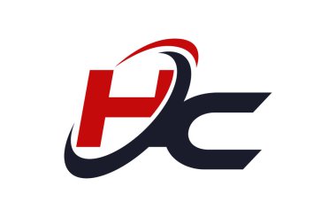 HC Logo Swoosh küresel kırmızı mektup vektör kavramı