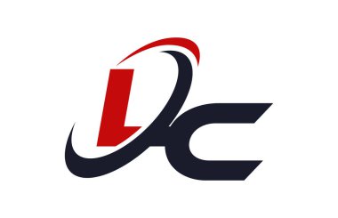 LC Logo Swoosh küresel kırmızı mektup vektör kavramı