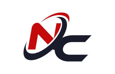 NC Logo Swoosh küresel kırmızı mektup vektör kavramı