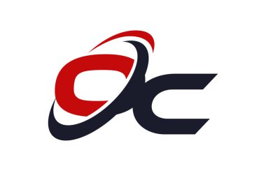 OC Logo Swoosh küresel kırmızı mektup vektör kavramı