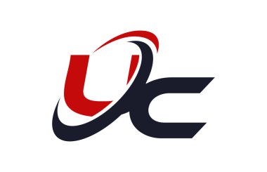 UC Logo Swoosh küresel kırmızı mektup vektör kavramı