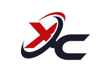 XC Logo Swoosh küresel kırmızı mektup vektör kavramı