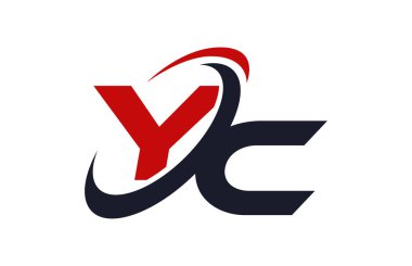 YC Logo Swoosh küresel kırmızı mektup vektör kavramı