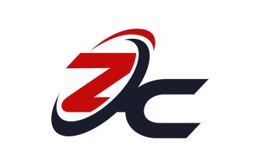ZC Logo Swoosh küresel kırmızı mektup vektör kavramı