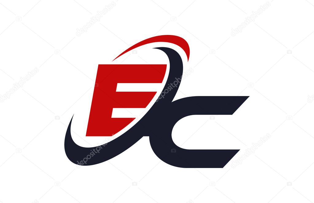 EC Logo Swoosh Global Red Letter Vector Concept