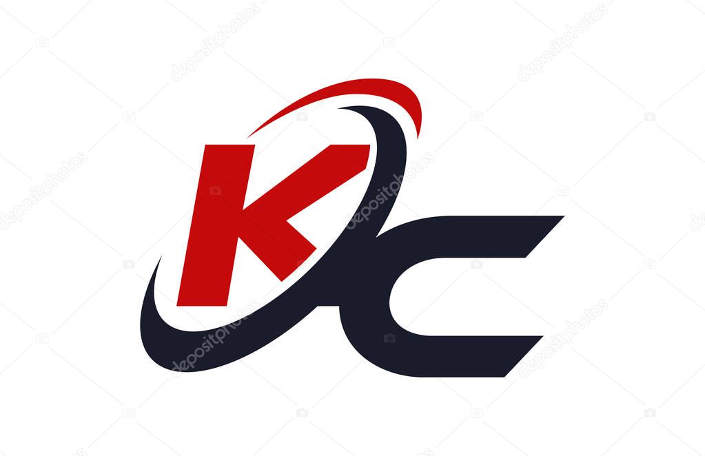 KC Logo Swoosh Global Red Letter Vector Concept