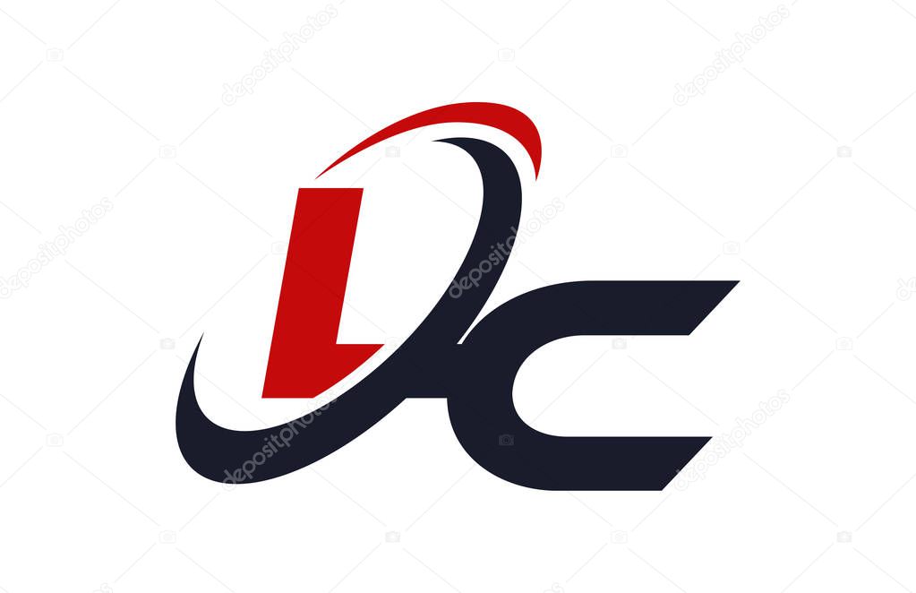 LC Logo Swoosh Global Red Letter Vector Concept