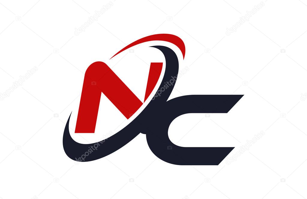 NC Logo Swoosh Global Red Letter Vector Concept