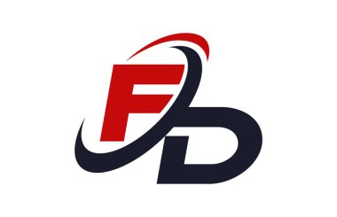 FD Logo Swoosh küresel kırmızı mektup vektör kavramı