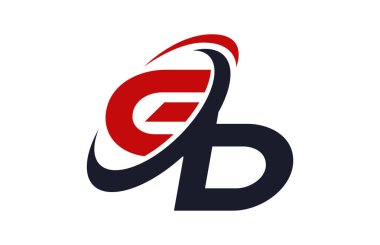 GD Logo Swoosh küresel kırmızı mektup vektör kavramı