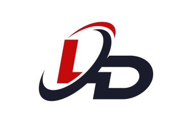 Ld Logo Swoosh küresel kırmızı mektup vektör kavramı